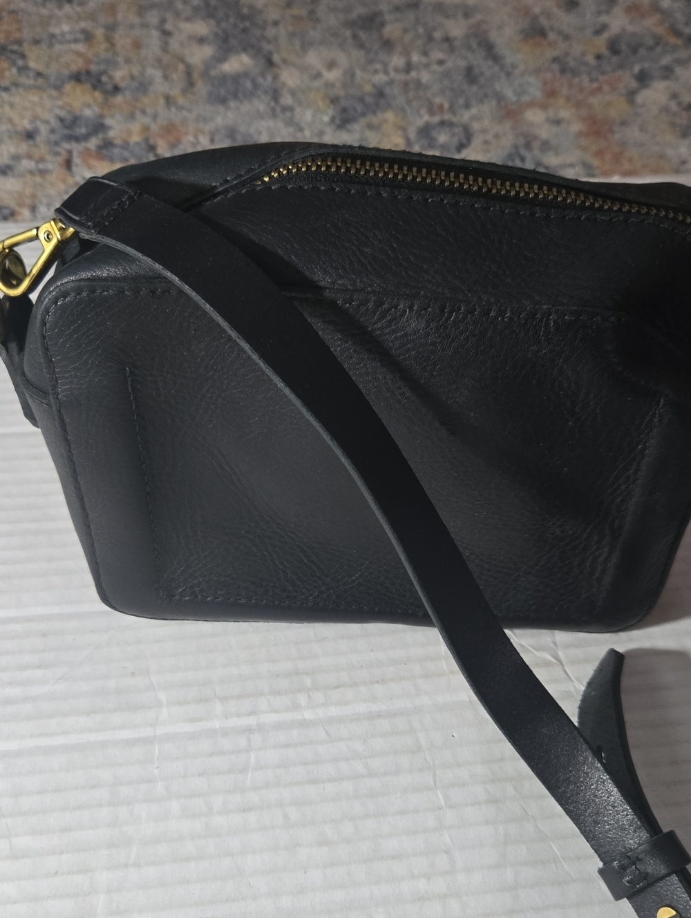 Madewell Black Leather Crossbody Camera Bag